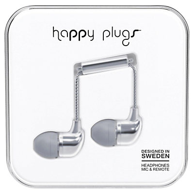 Happy Plugs In-Ear Headphones with Mic/Remote Grey